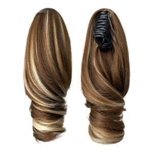 10 Inch Elegant Brown and Blonde Hair Extension Claw Ponytail